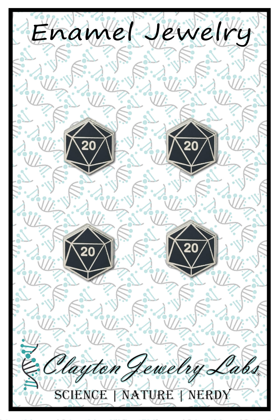 Mini D20 Dice Set of 4 Filler Enamel Pins