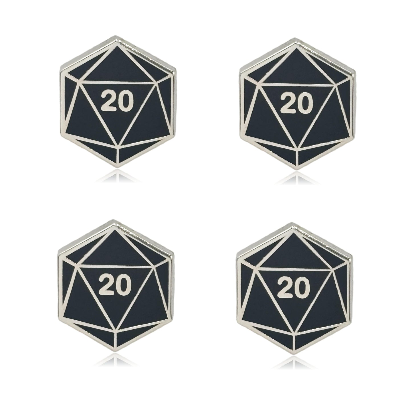 Mini D20 Dice Set of 4 Filler Enamel Pins