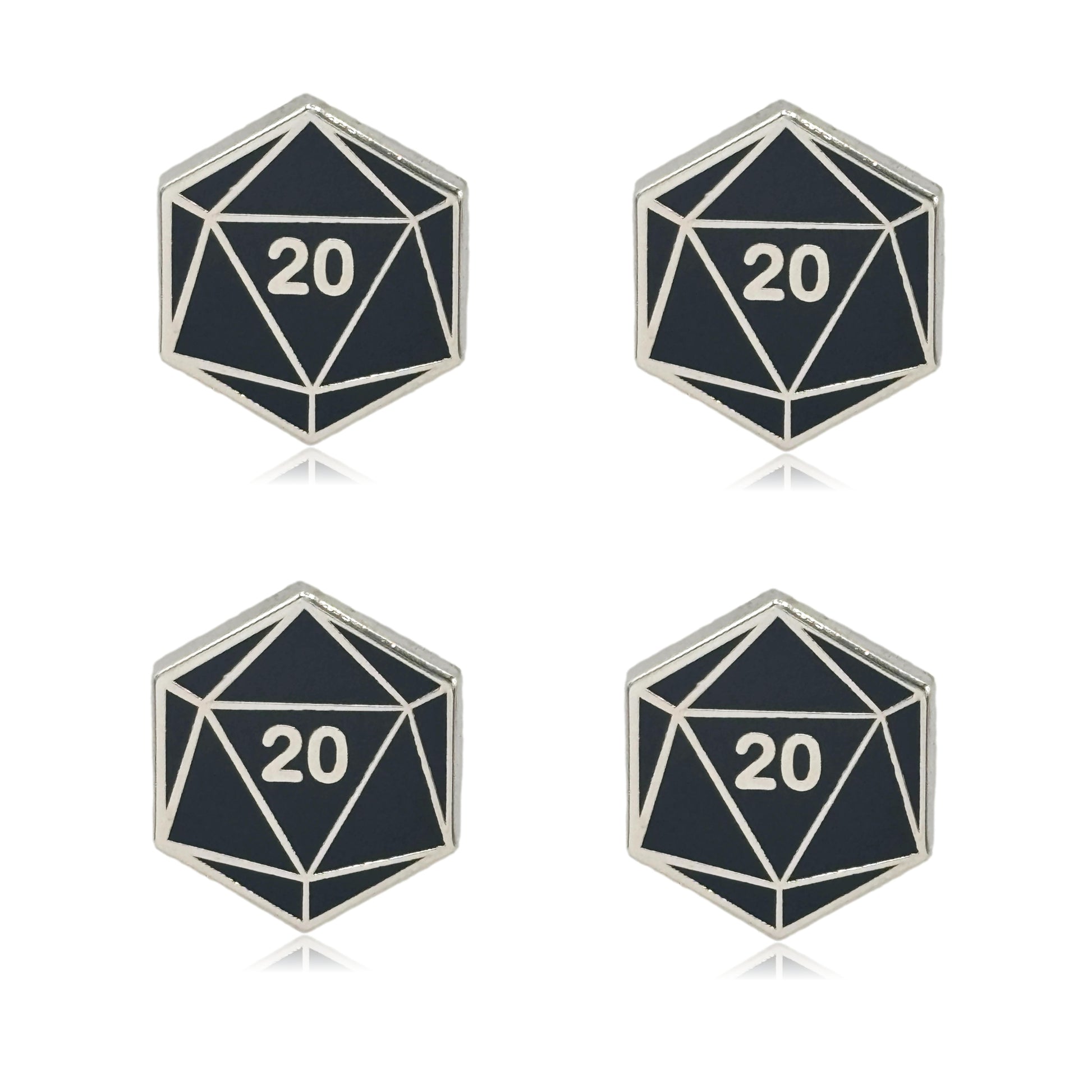 Mini D20 Dice Set of 4 Filler Enamel Pins