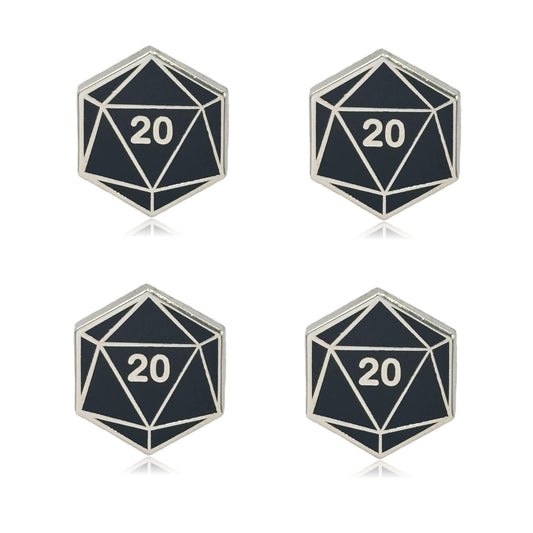 Mini D20 Dice Set of 4 Filler Enamel Pins
