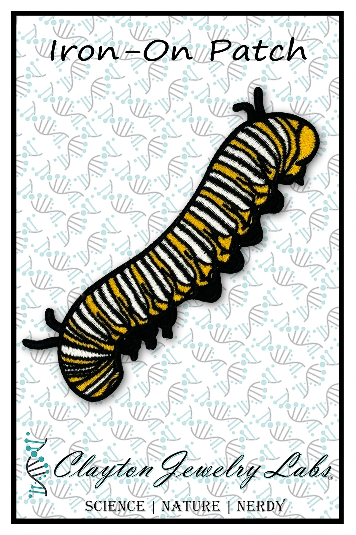 Monarch Caterpillar Embroidered Iron-on Patch