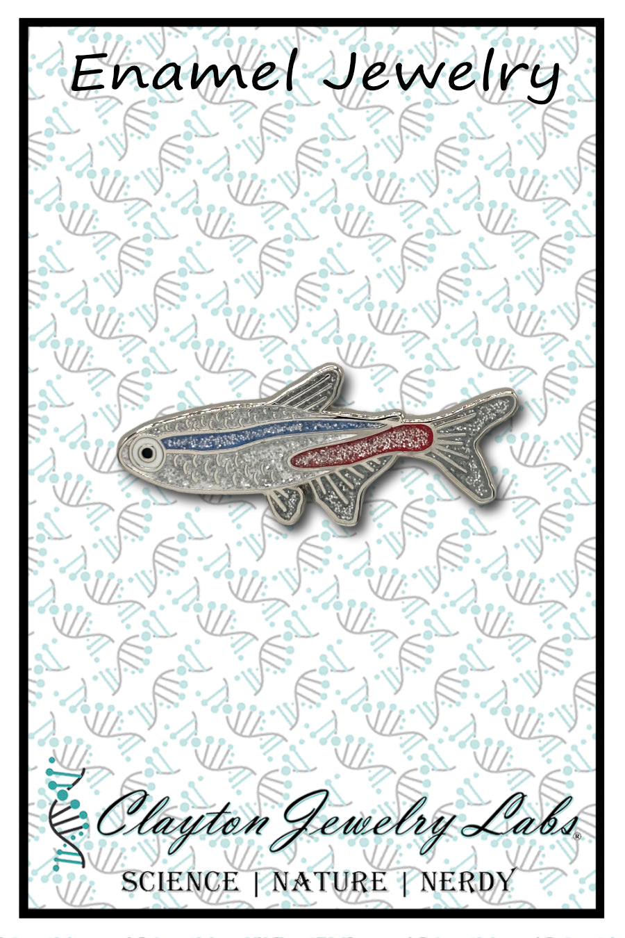 Neon Tetra Fish Enamel Pin