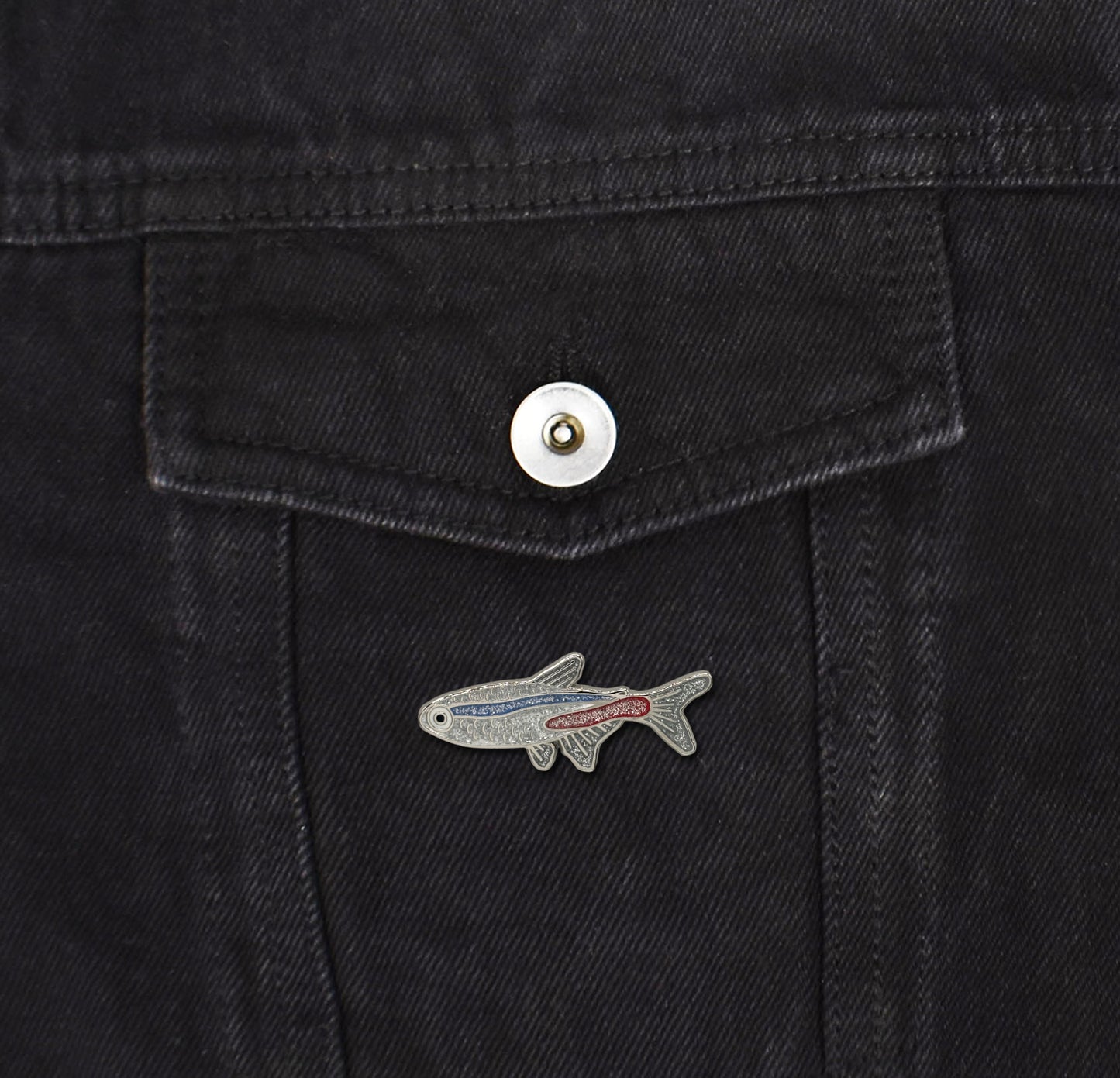 Neon Tetra Fish Enamel Pin
