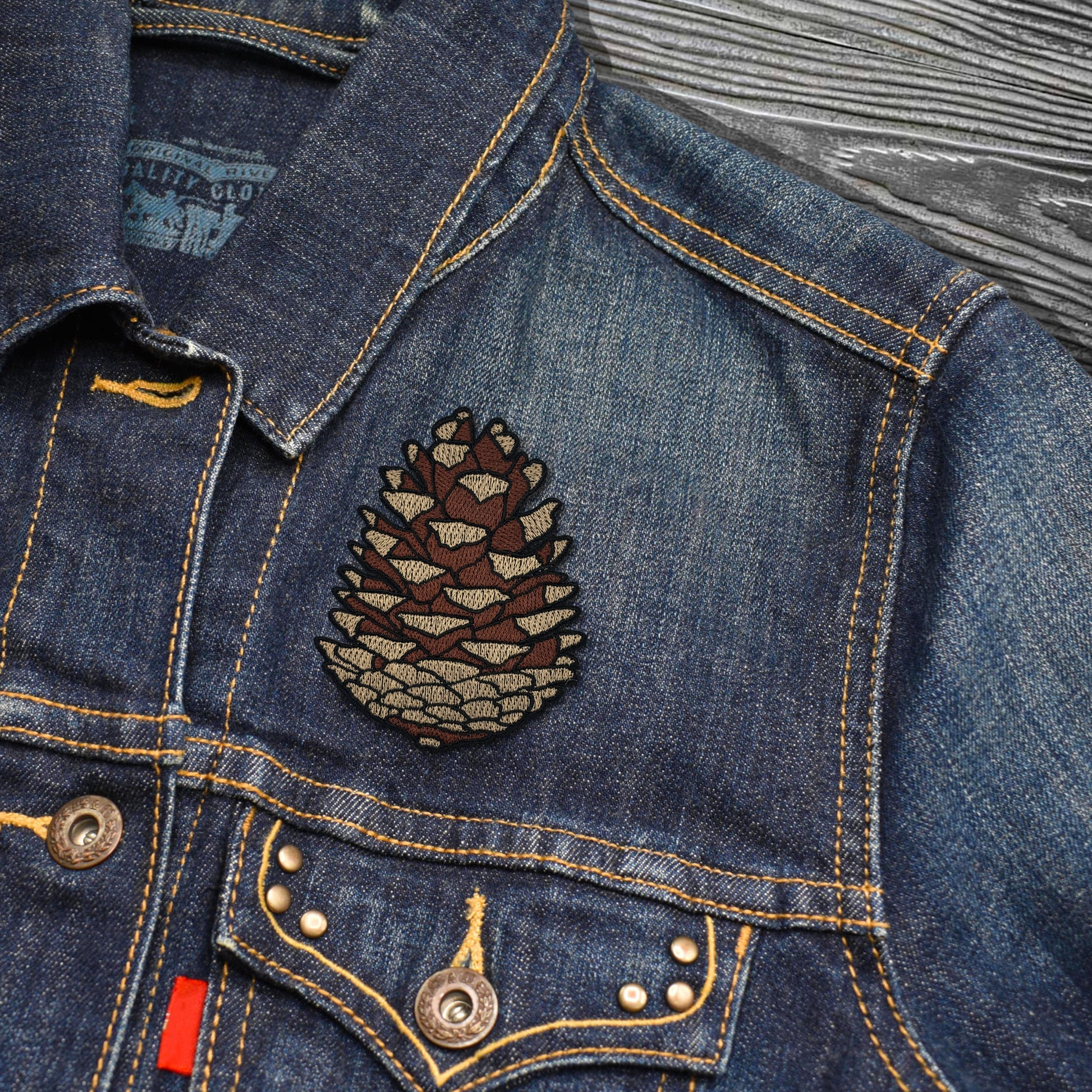 Pinecone Embroidered Iron-on Patch