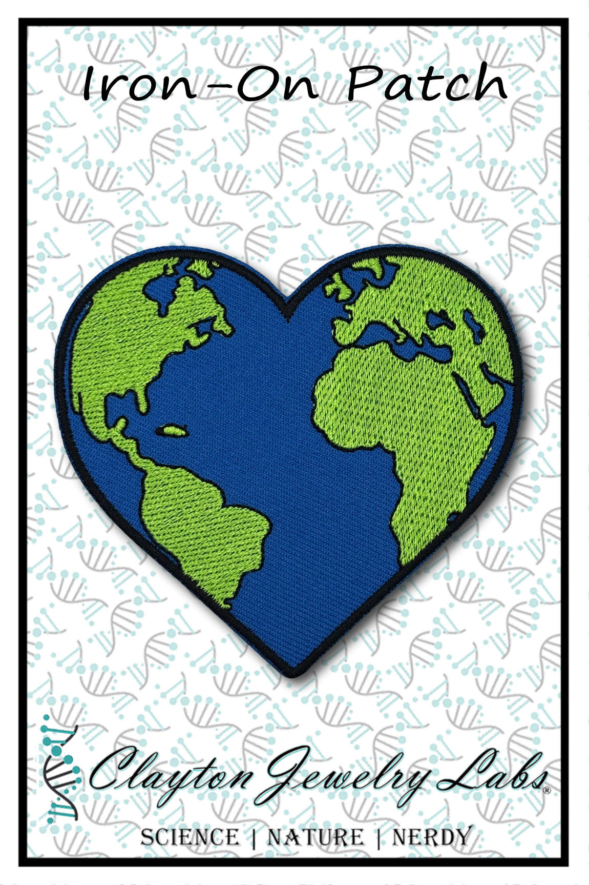 Planet Earth Heart Embroidered Iron-on Patch