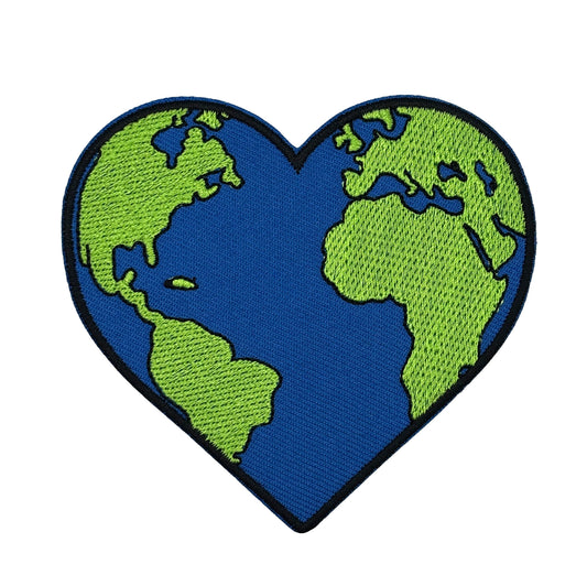 Planet Earth Heart Embroidered Iron-on Patch