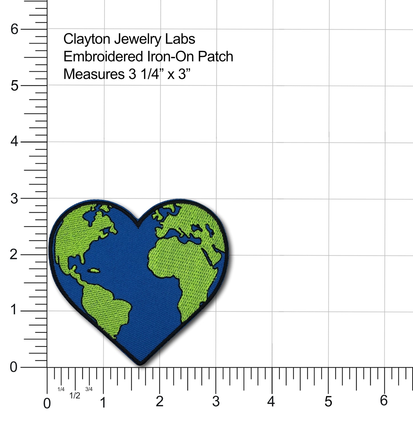 Planet Earth Heart Embroidered Iron-on Patch