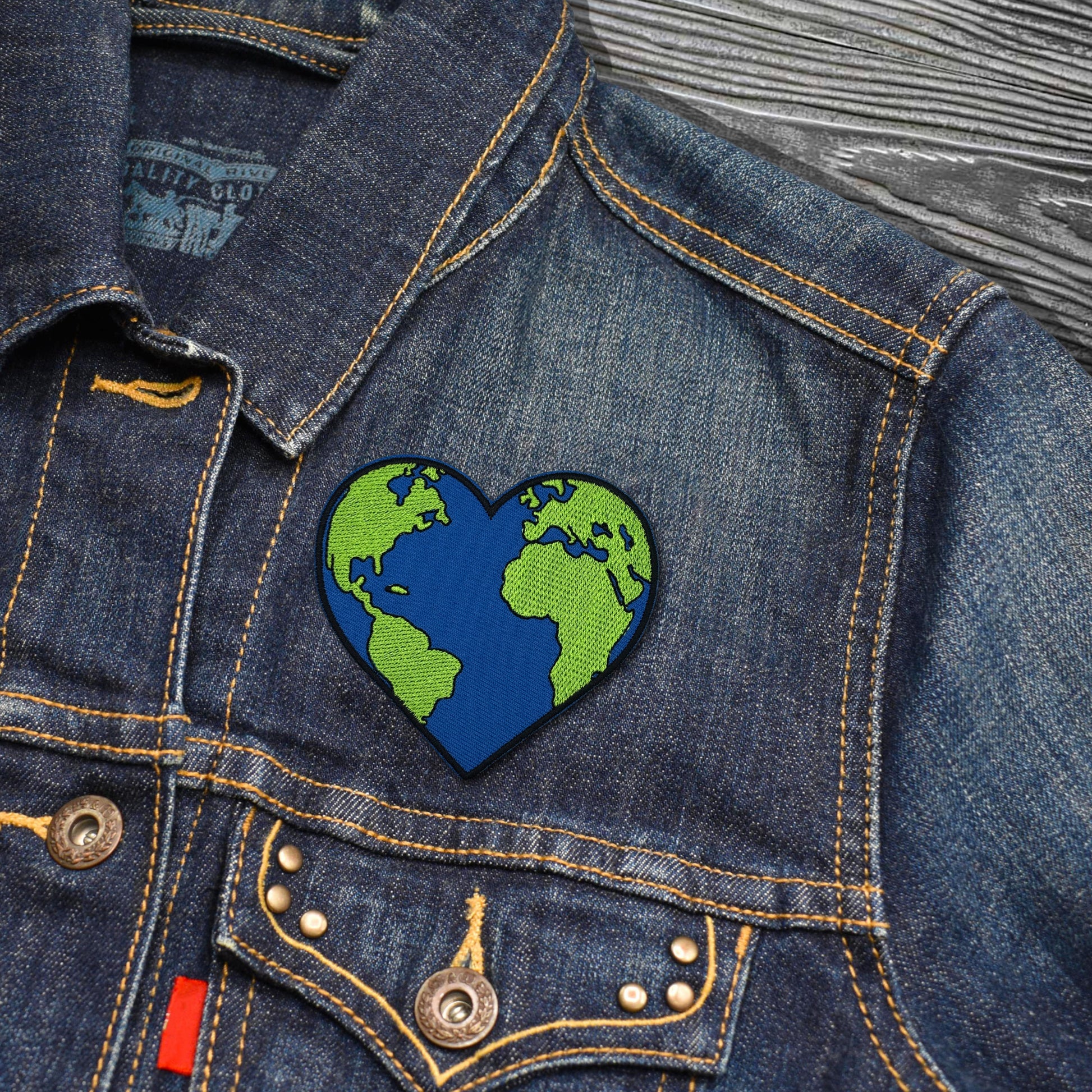 Planet Earth Heart Embroidered Iron-on Patch