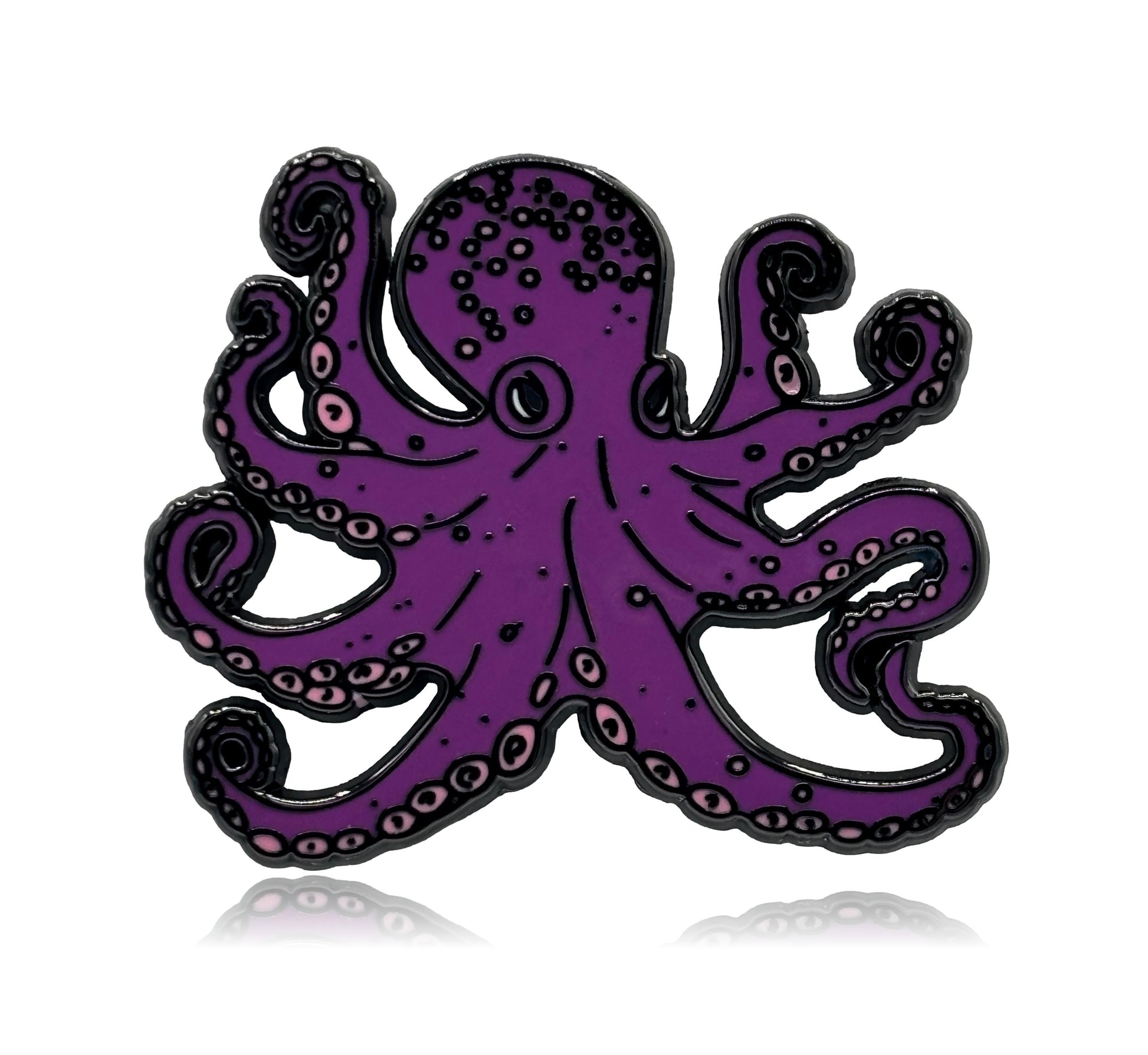 Purple octopus pin on a white background