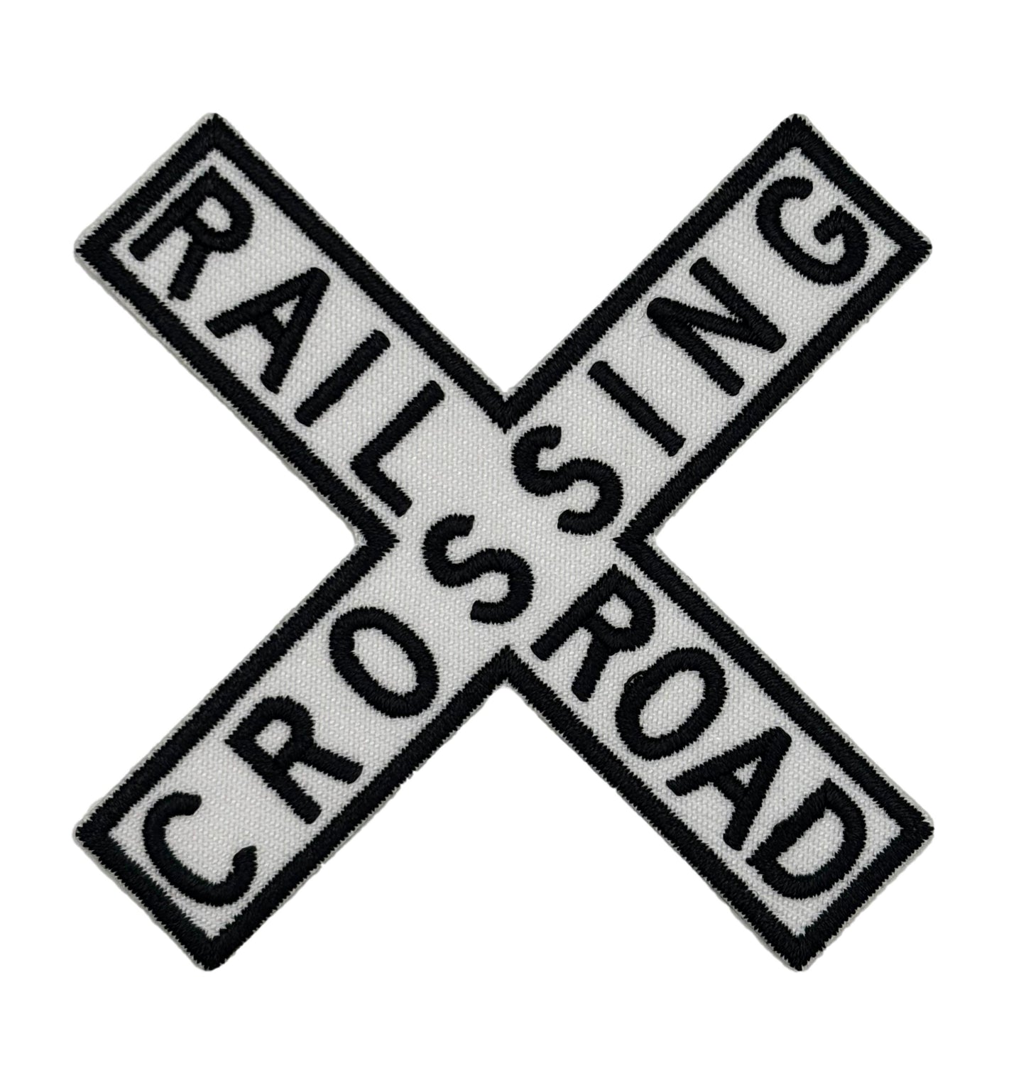 Railroad Crossing Sign Embroidered Iron-on Patch