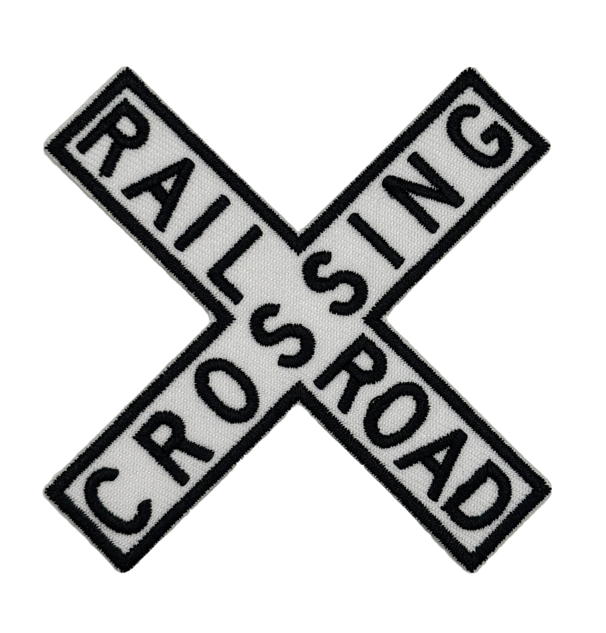 Railroad Crossing Sign Embroidered Iron-on Patch