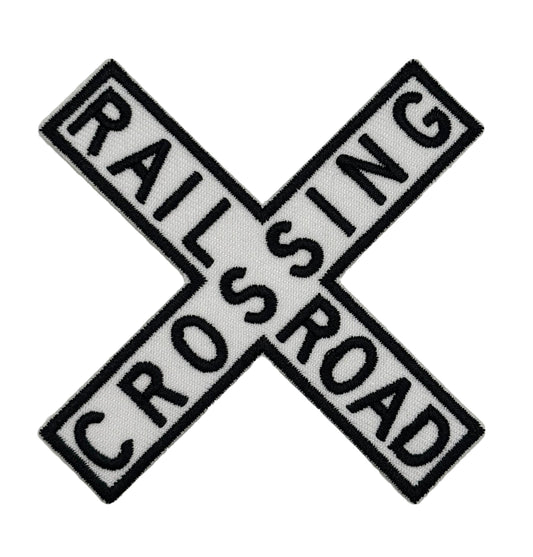 Railroad Crossing Sign Embroidered Iron-on Patch