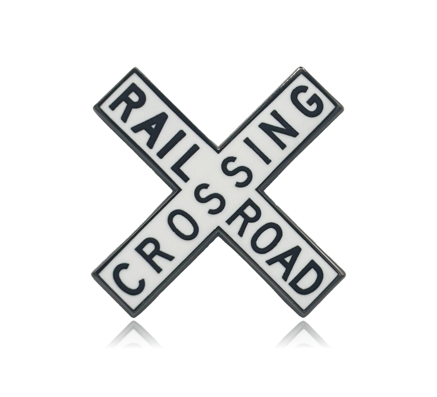 Railroad Crossing Sign Hard Enamel Pin