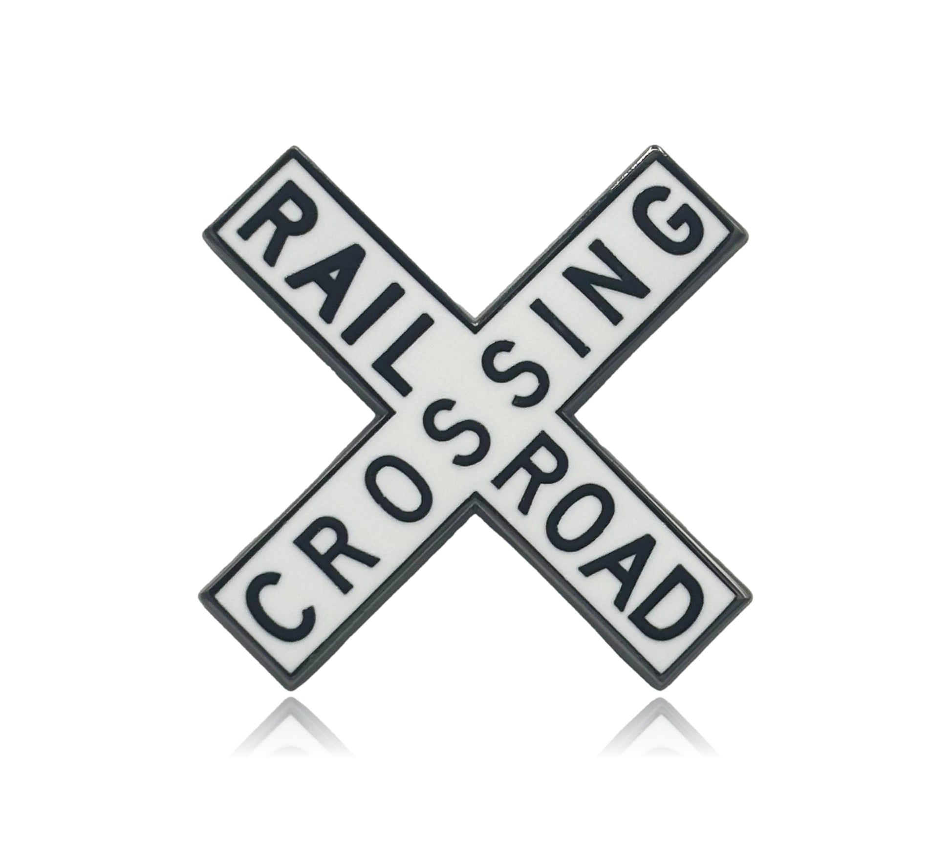 Railroad Crossing Sign Hard Enamel Pin