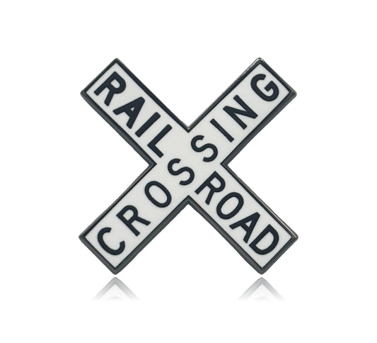 Railroad Crossing Sign Hard Enamel Pin