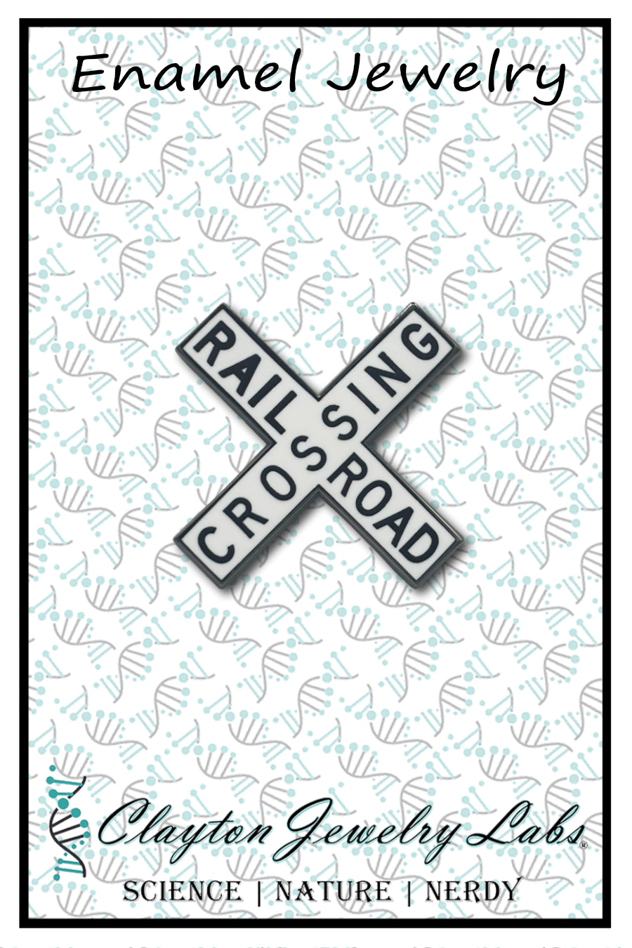 Railroad Crossing Sign Hard Enamel Pin