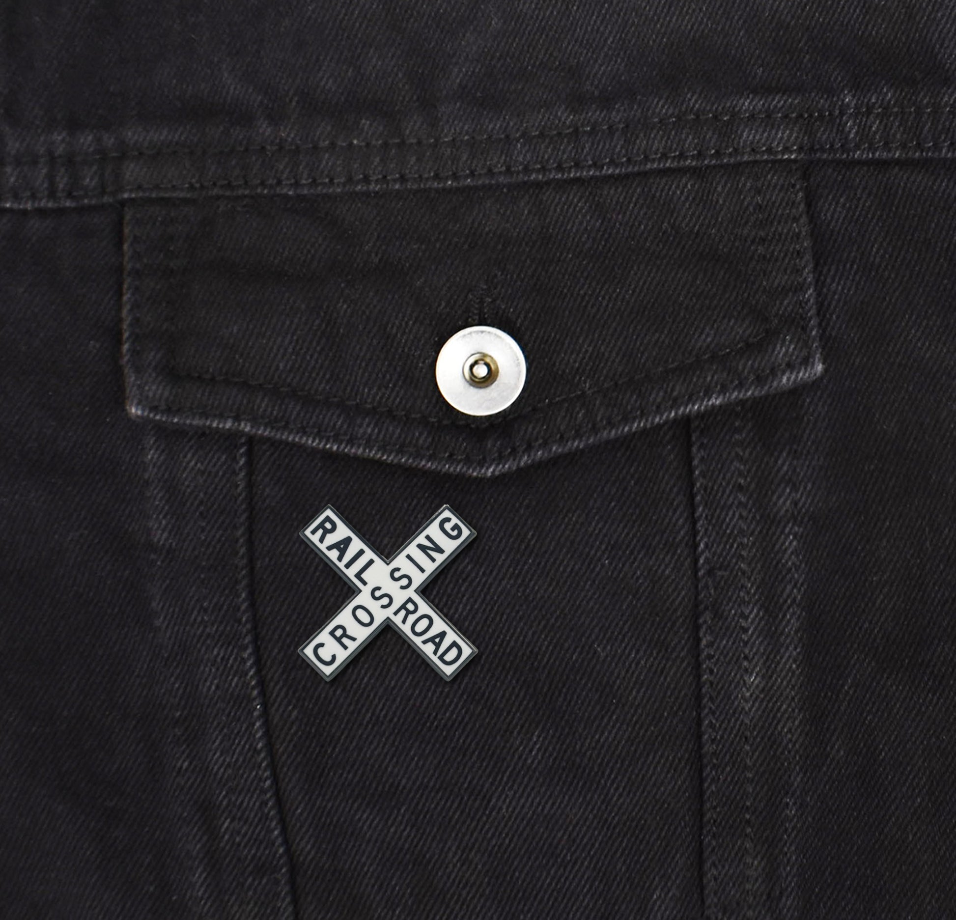 Railroad Crossing Sign Hard Enamel Pin