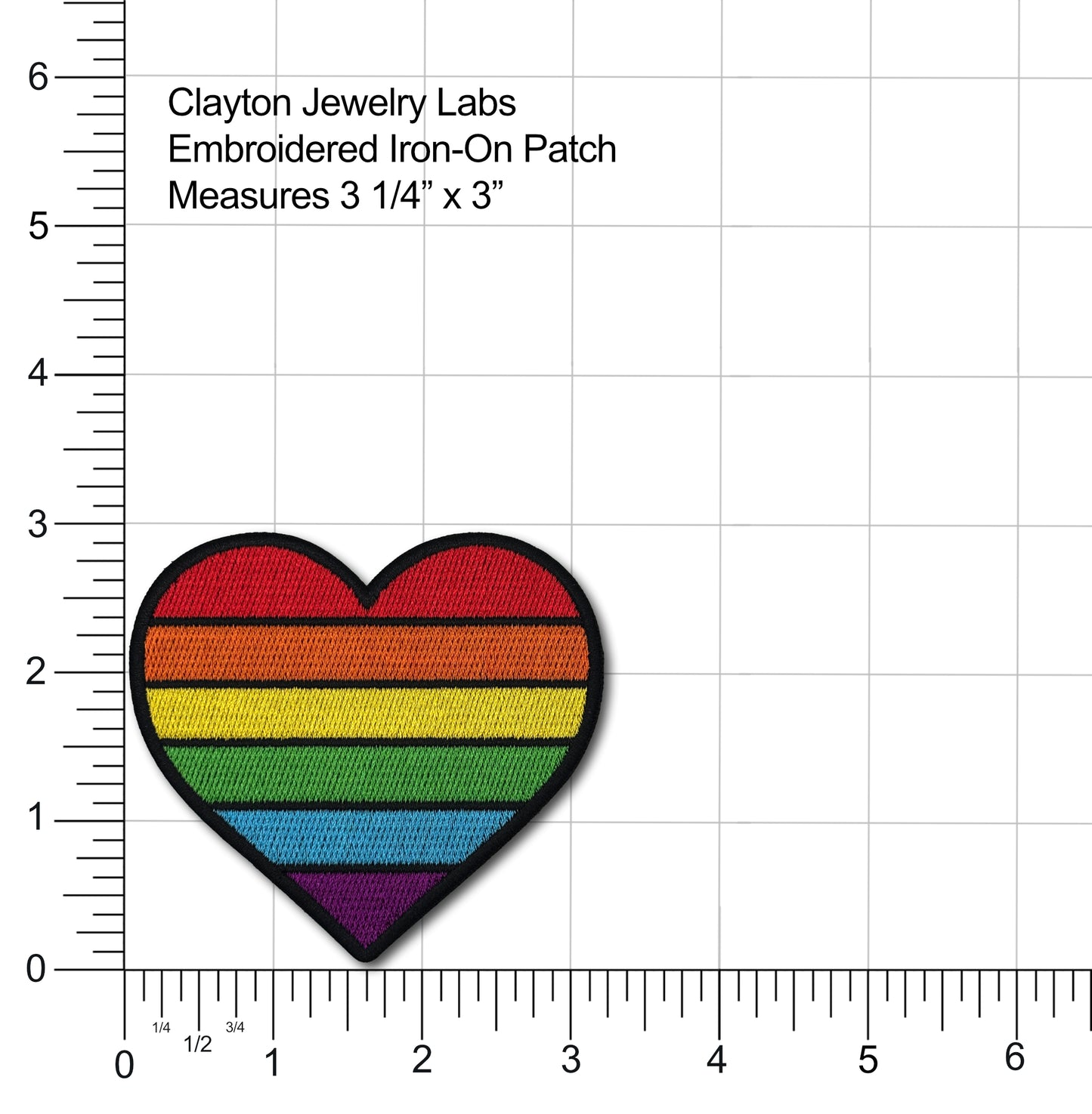 Rainbow Heart Embroidered Iron-on Patch