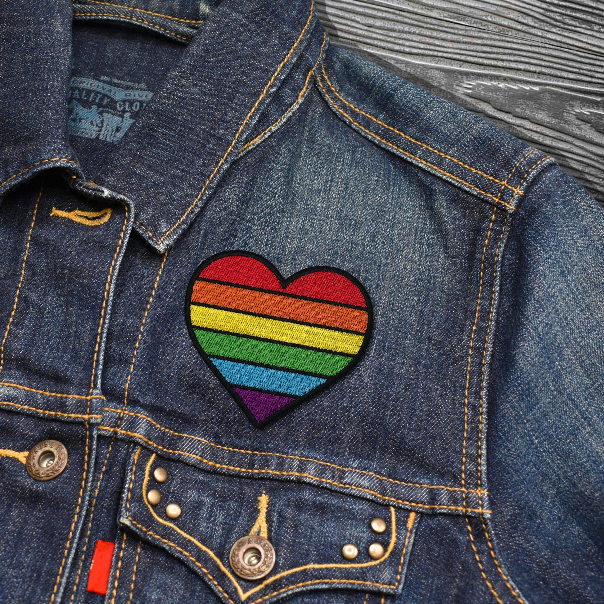 Rainbow Heart Embroidered Iron-on Patch