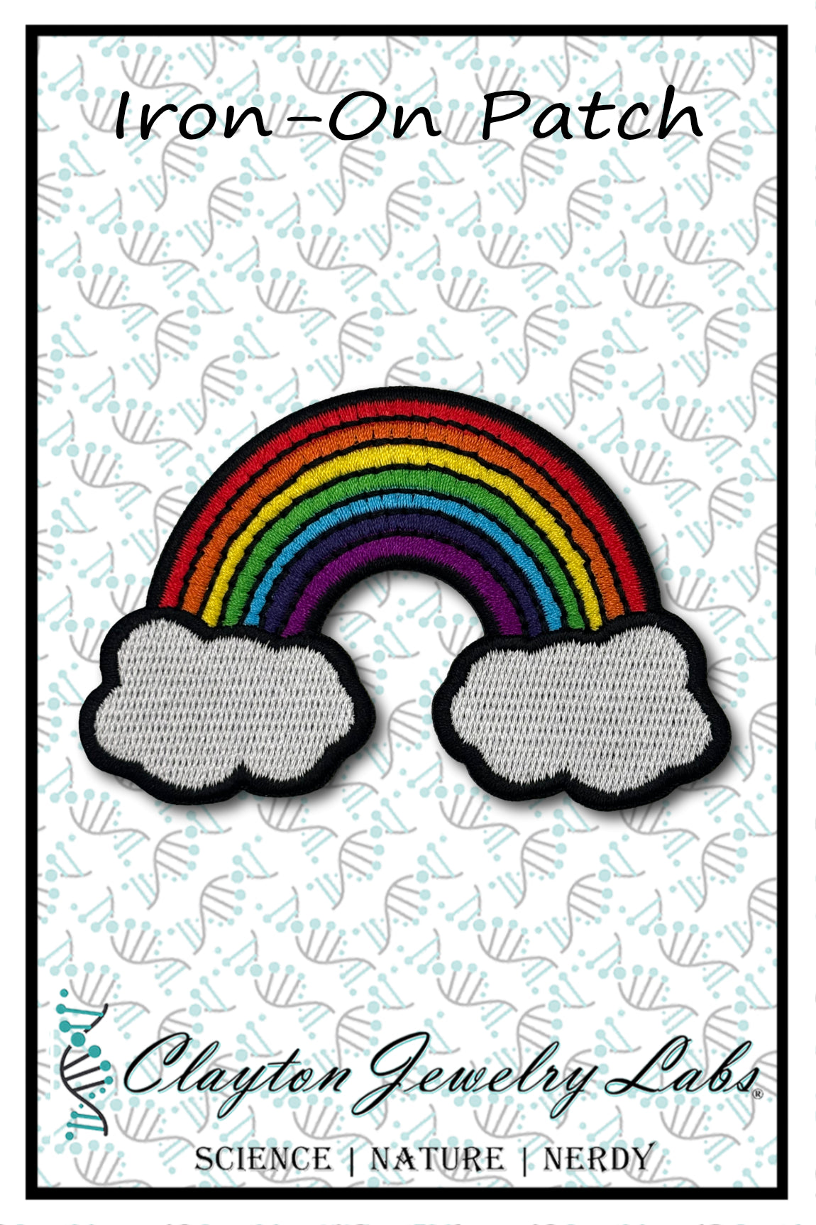 Rainbow with Clouds Embroidered Iron-on Patch