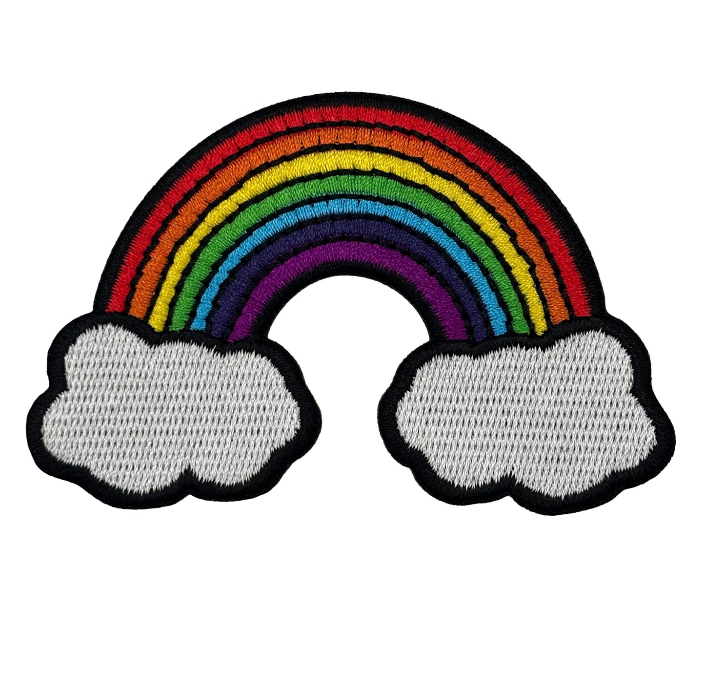 Rainbow with Clouds Embroidered Iron-on Patch