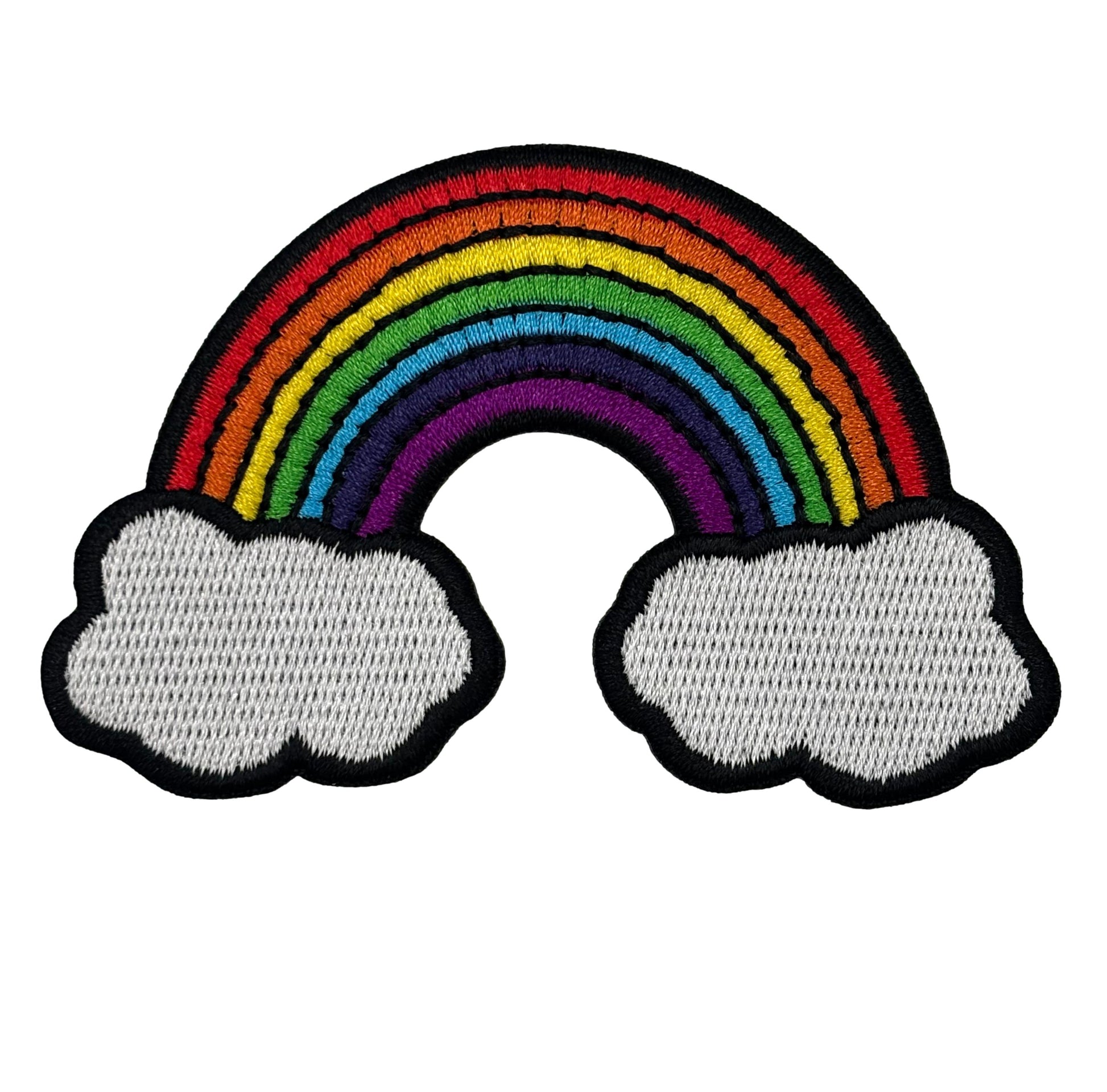 Rainbow with Clouds Embroidered Iron-on Patch
