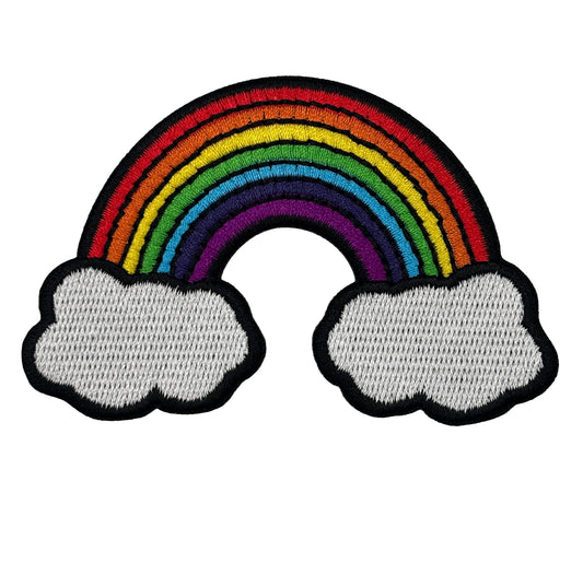 Rainbow with Clouds Embroidered Iron-on Patch