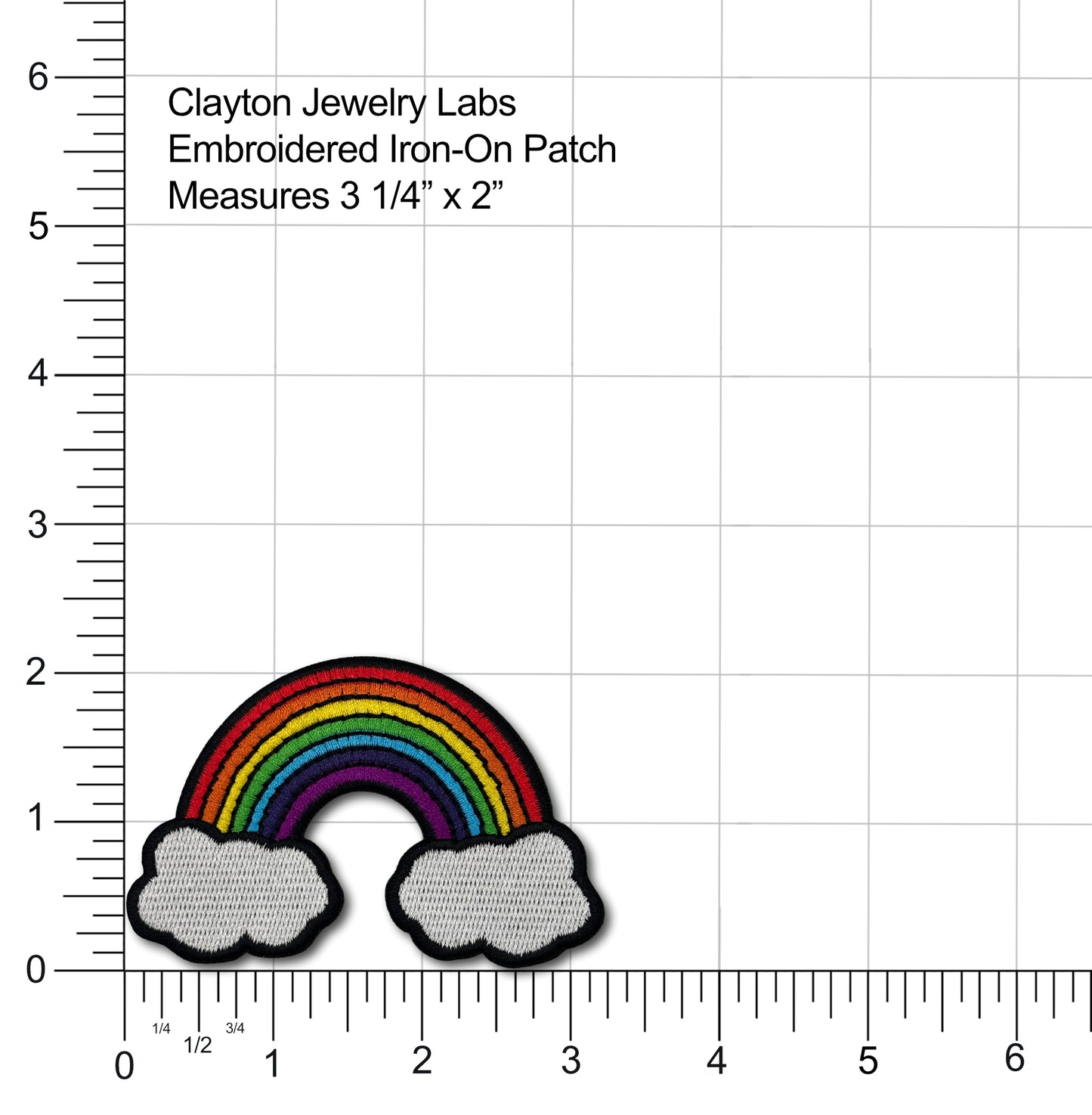 Rainbow with Clouds Embroidered Iron-on Patch