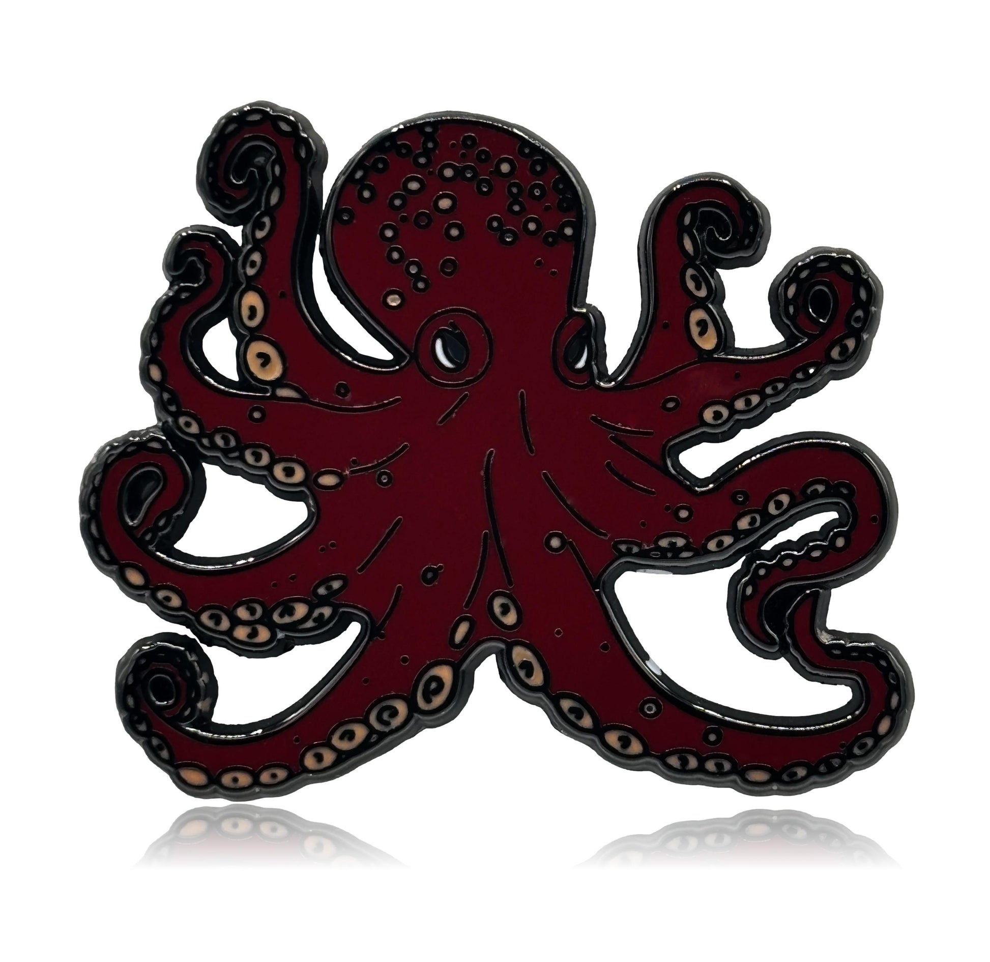 Red octopus illustration on a white background