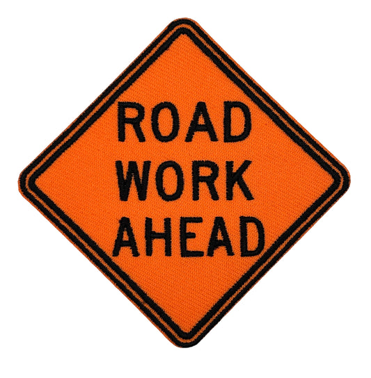 Road Work Ahead Sign Embroidered Iron-on Patch