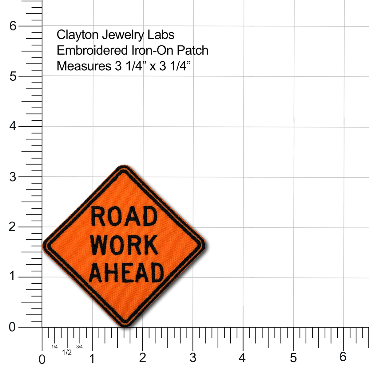 Road Work Ahead Sign Embroidered Iron-on Patch - Clayton Jewelry Labs - Patch