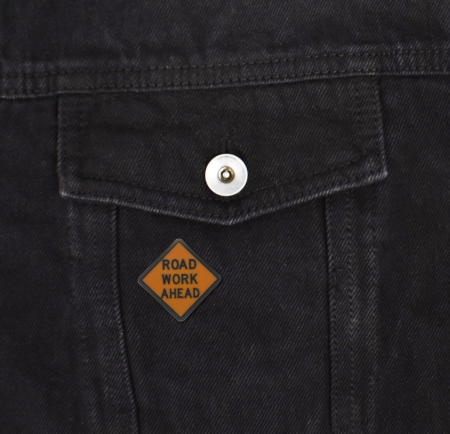 Road Work Ahead Sign Hard Enamel Pin