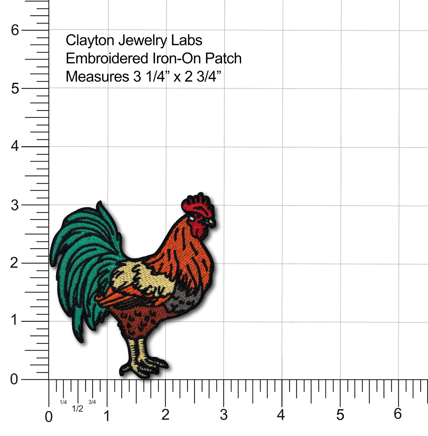 Rooster Embroidered Iron-on Patch