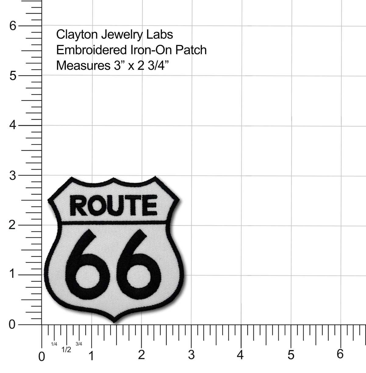 Route 66 Sign Embroidered Iron-on Patch - Clayton Jewelry Labs - Patch