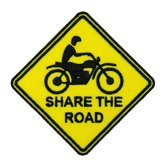 Share the Road Motorcycle Sign Embroidered Iron-on Patch