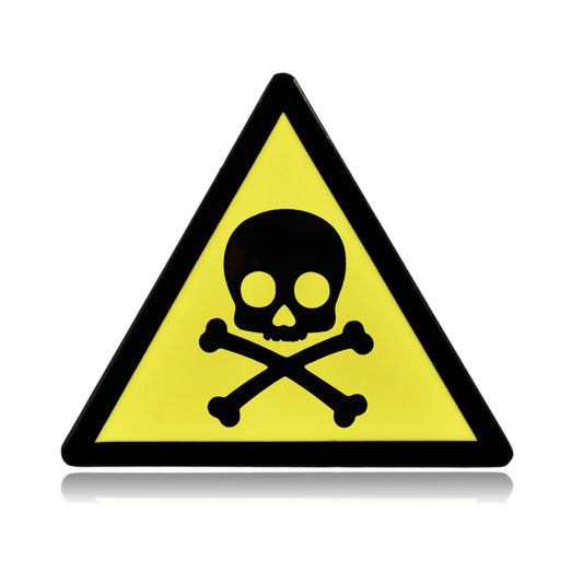 Skull and Crossbones Warning Sign Enamel Pin | Clayton Jewelry Labs