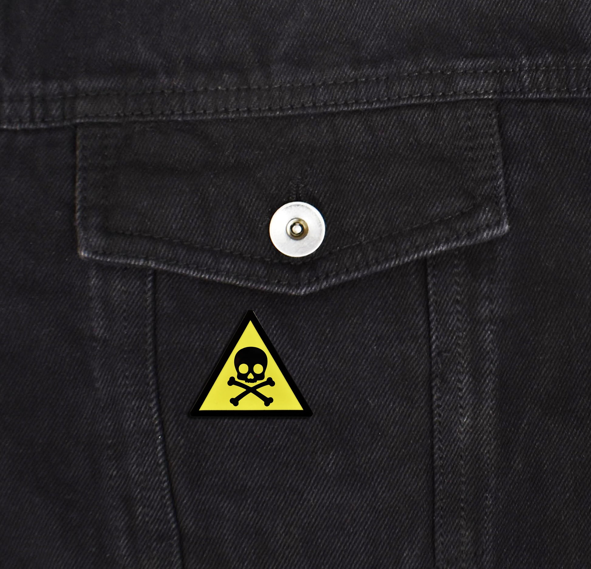 Skull and Crossbones Warning Sign Enamel Pin | Clayton Jewelry Labs