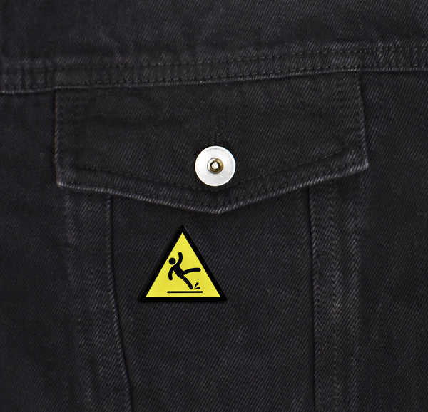 Slipping Warning Sign Enamel Pin | Clayton Jewelry Labs