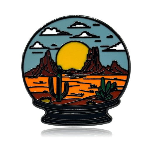 Desert Scene Snow Globe Enamel Pin