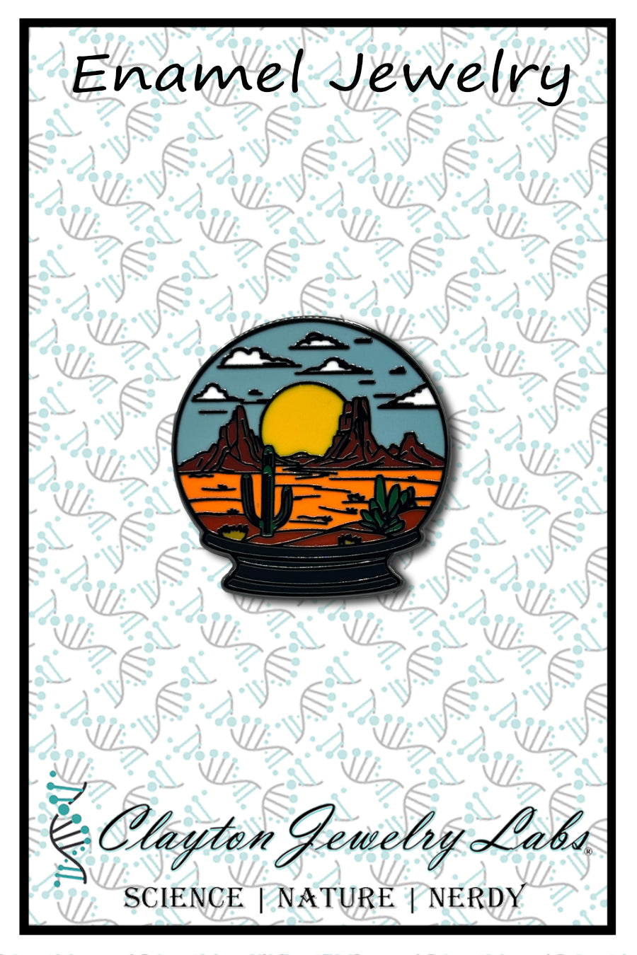 Desert Scene Snow Globe Enamel Pin