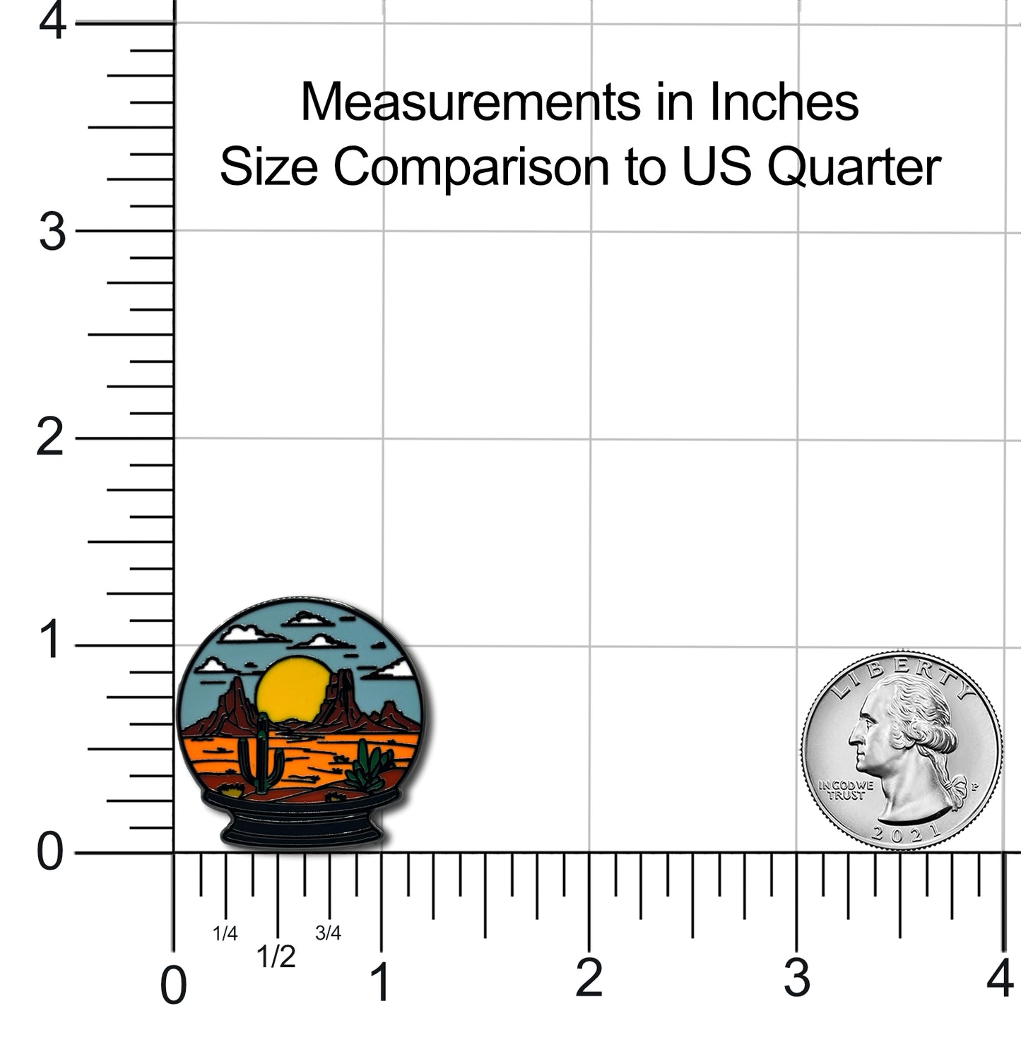 Desert Scene Snow Globe Enamel Pin