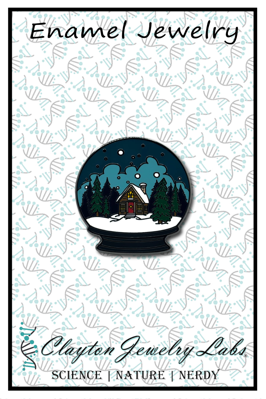 Winter Forest Scene Snow Globe Enamel Pin