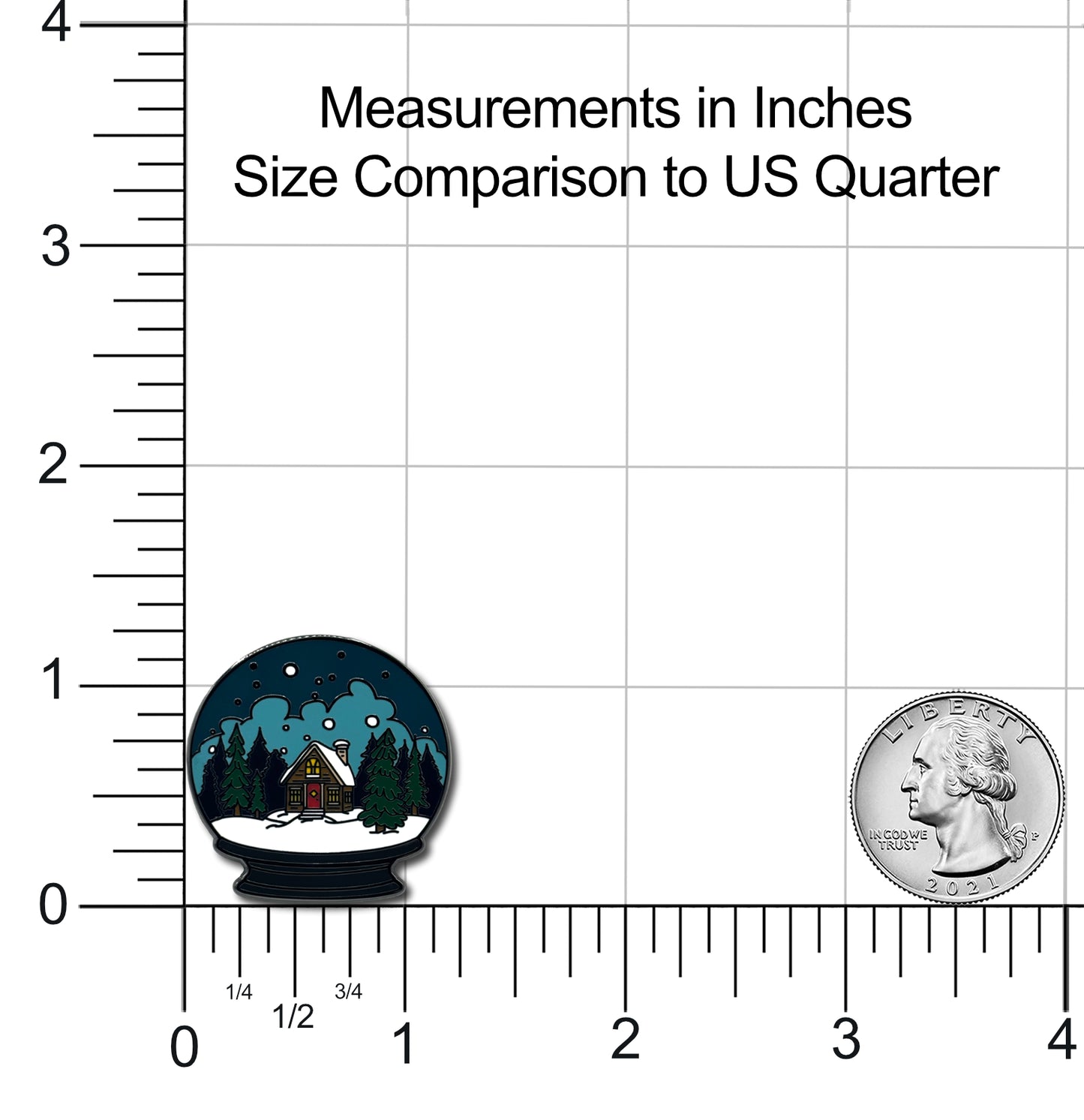 Winter Forest Scene Snow Globe Enamel Pin