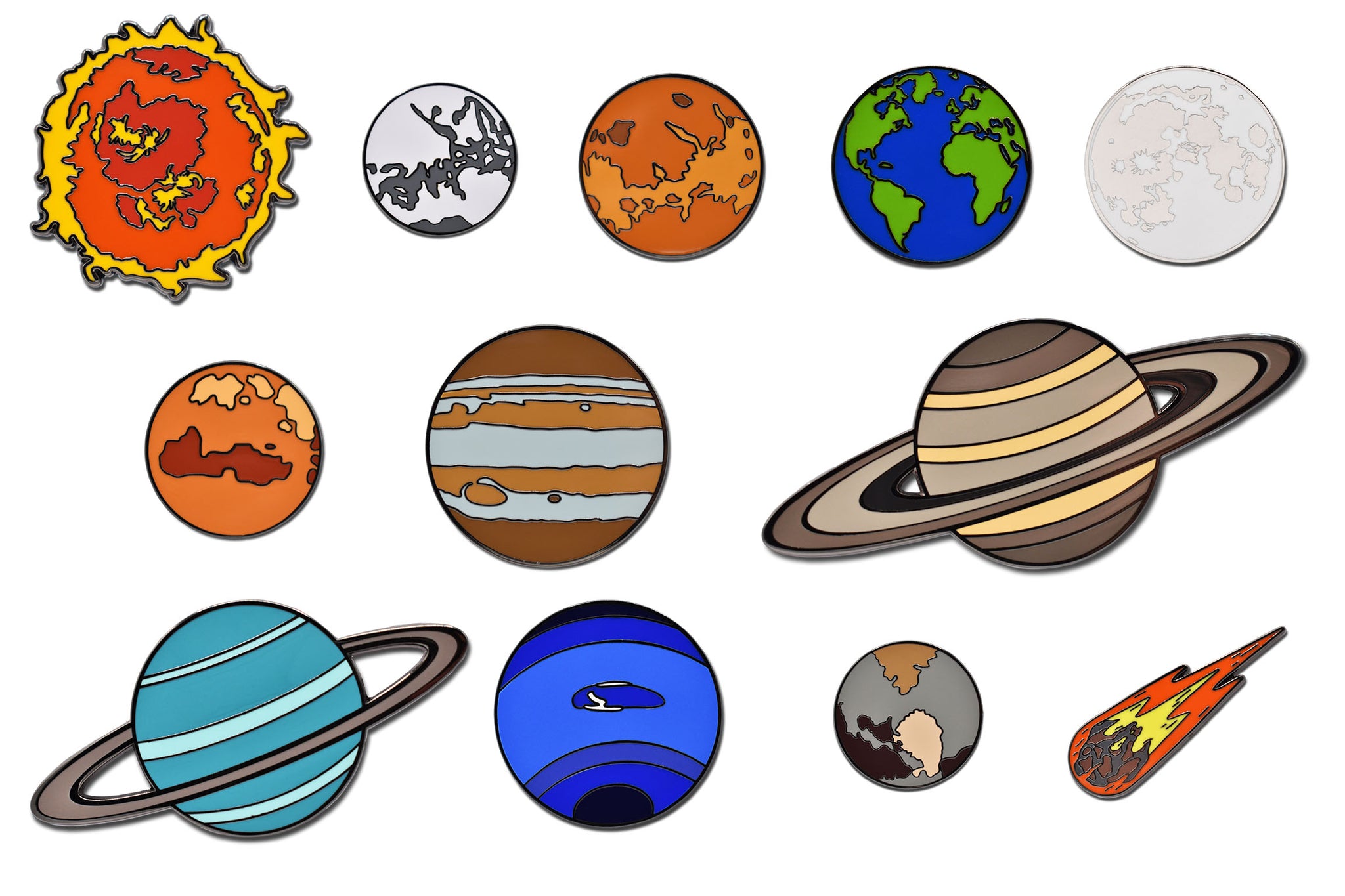 Yugen Handmade Solar System Planet Enamel Pin Set of 9