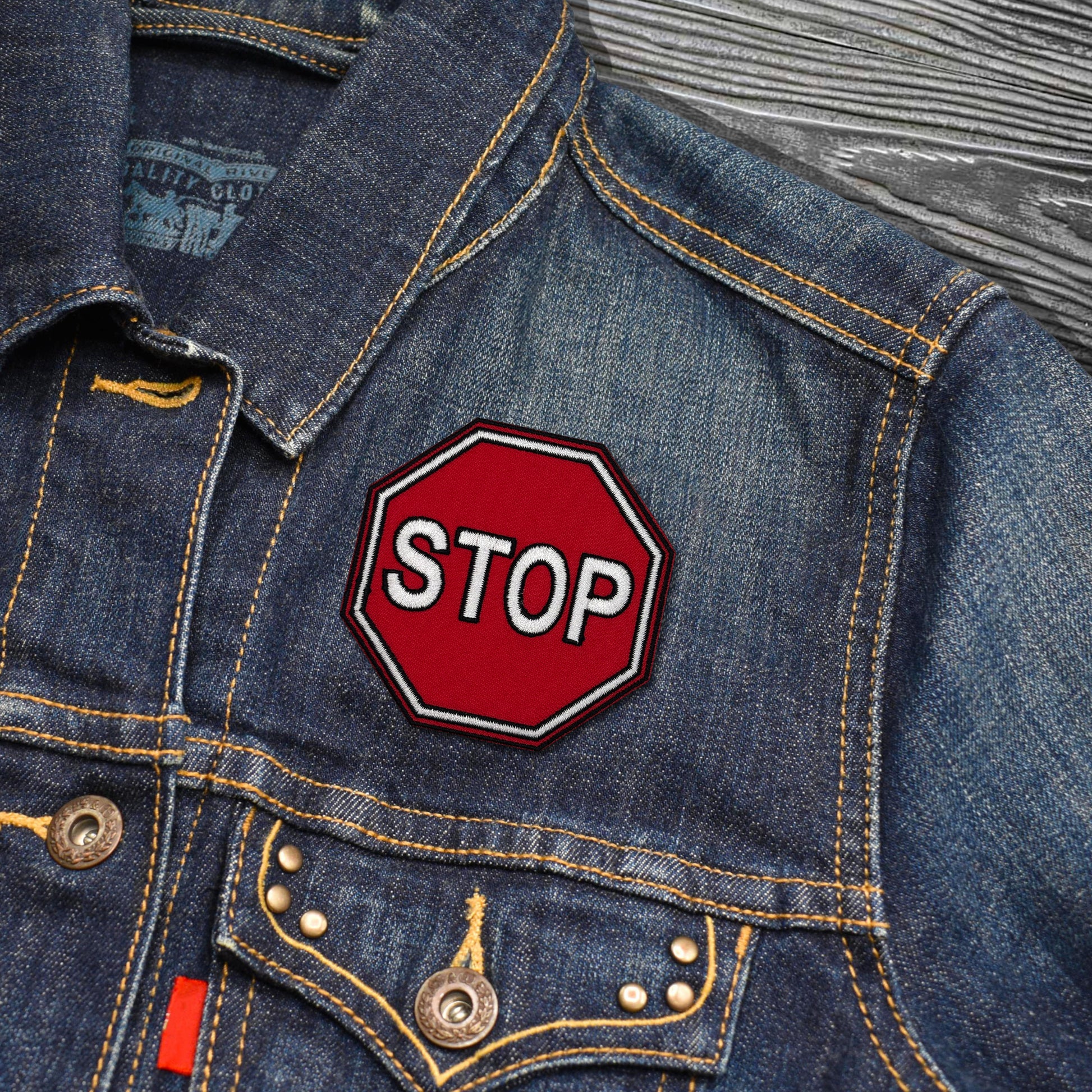 Stop Sign Embroidered Iron-on Patch