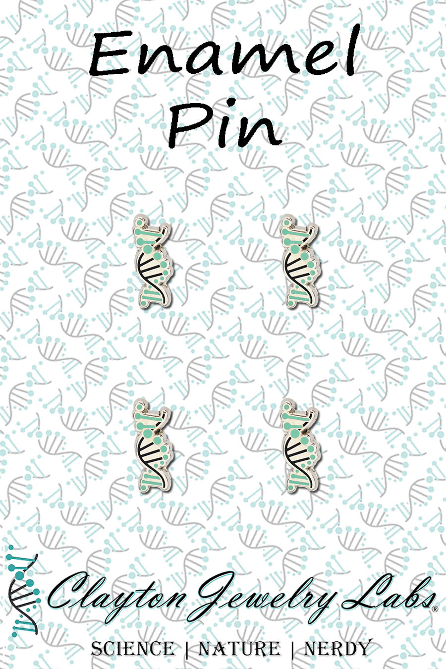 Mini DNA Helix Logo Set of 4 Enamel Pins | Clayton Jewelry Labs