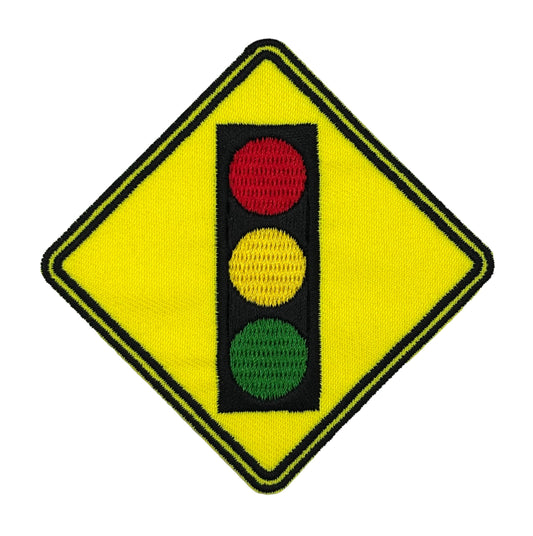 Traffic Light Ahead Sign Embroidered Iron-on Patch