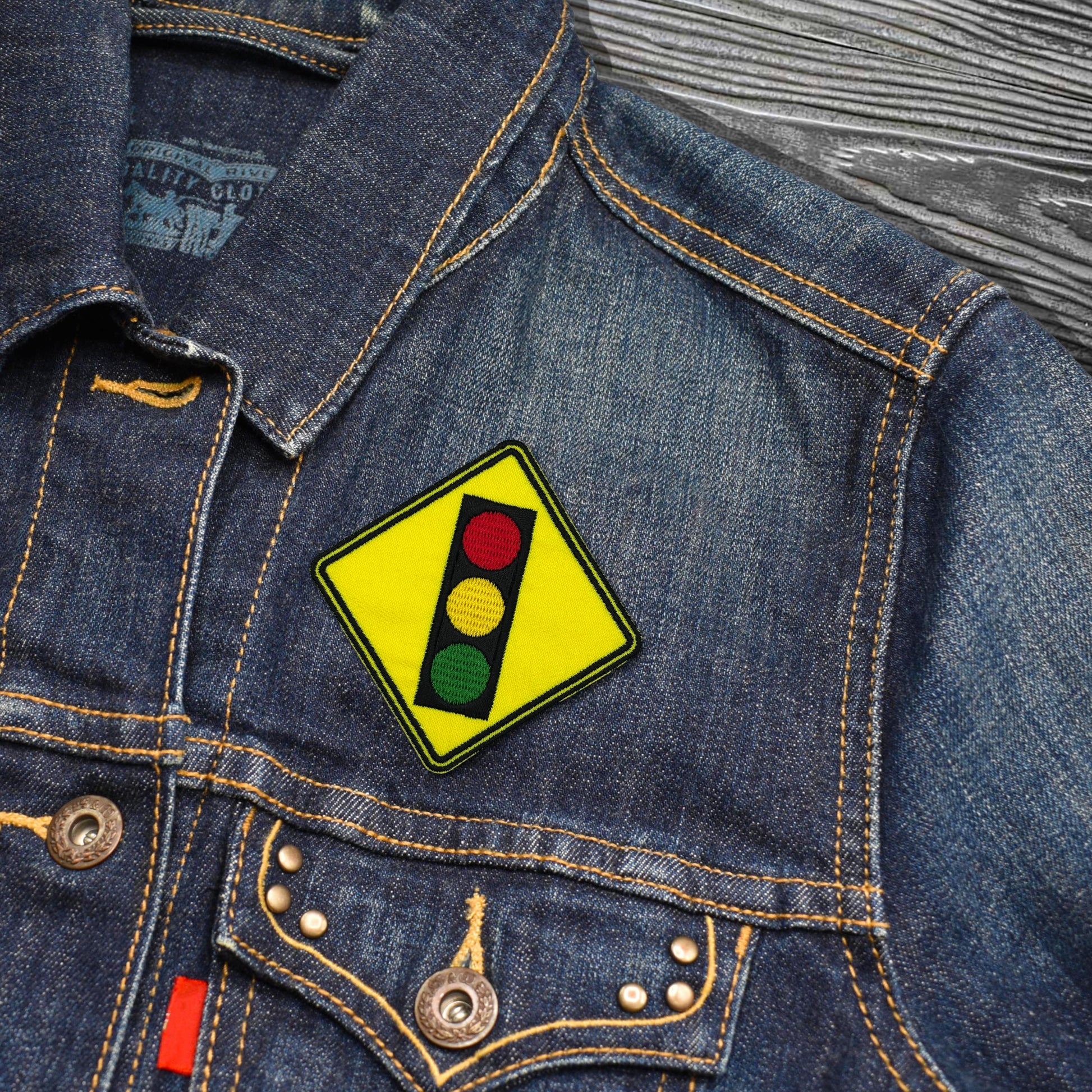 Traffic Light Ahead Sign Embroidered Iron-on Patch