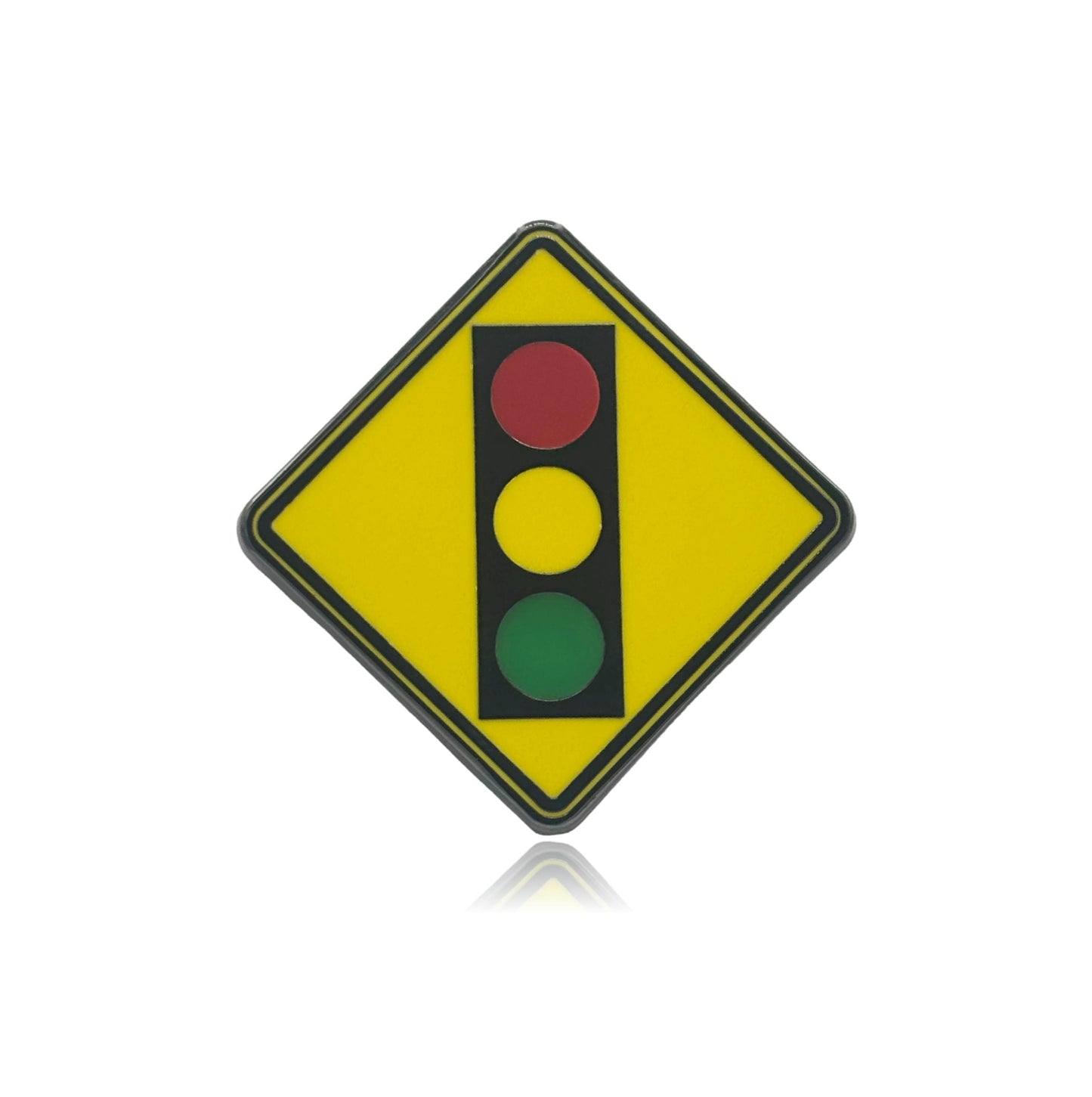 Traffic Light Ahead Sign Hard Enamel Pin