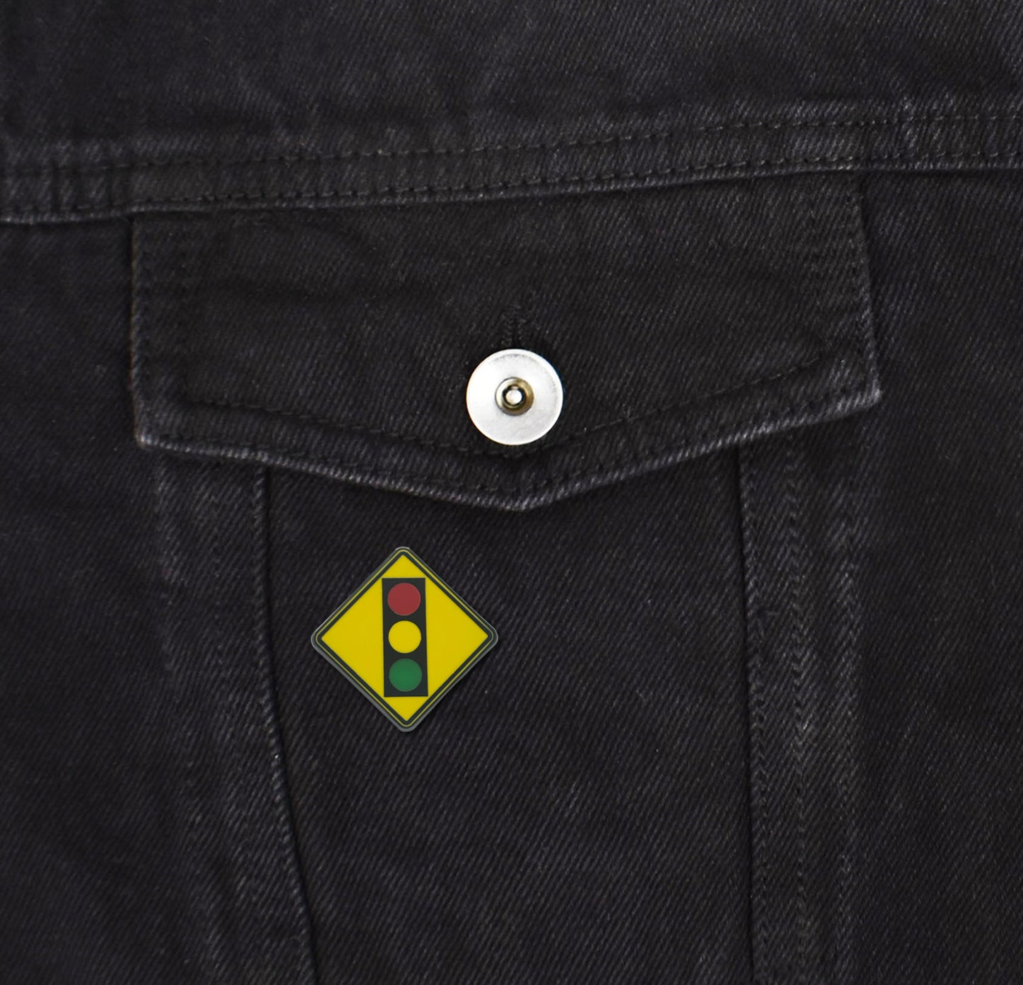 Traffic Light Ahead Sign Hard Enamel Pin